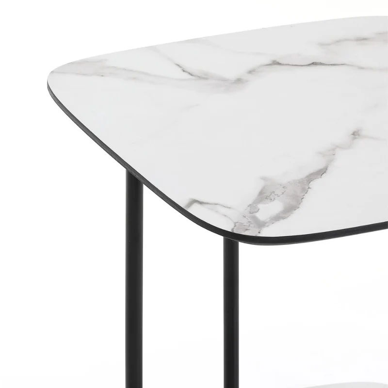 Design Beistelltisch MARMOL 55cm weiss-schwarze Marmor-Optik