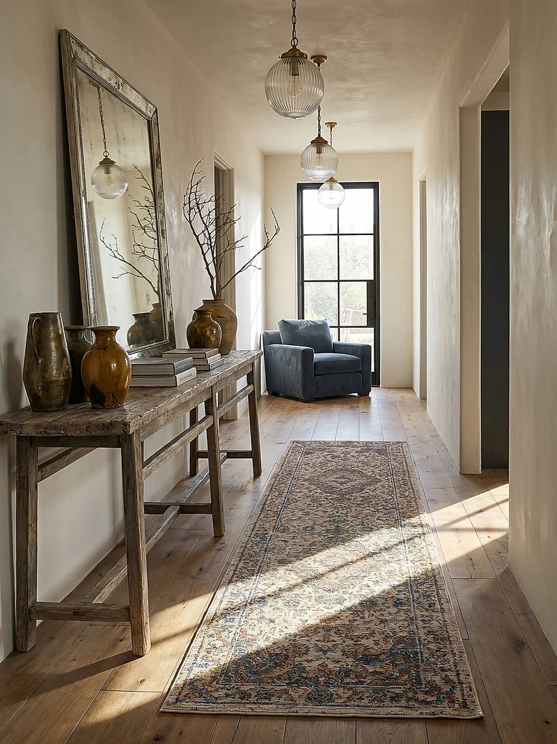 Orientteppich Vintage Medallion-Muster, Wohnzimmer
