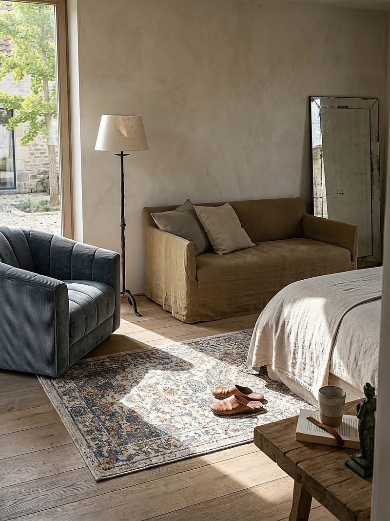 Orientteppich Vintage Medallion-Muster, Wohnzimmer