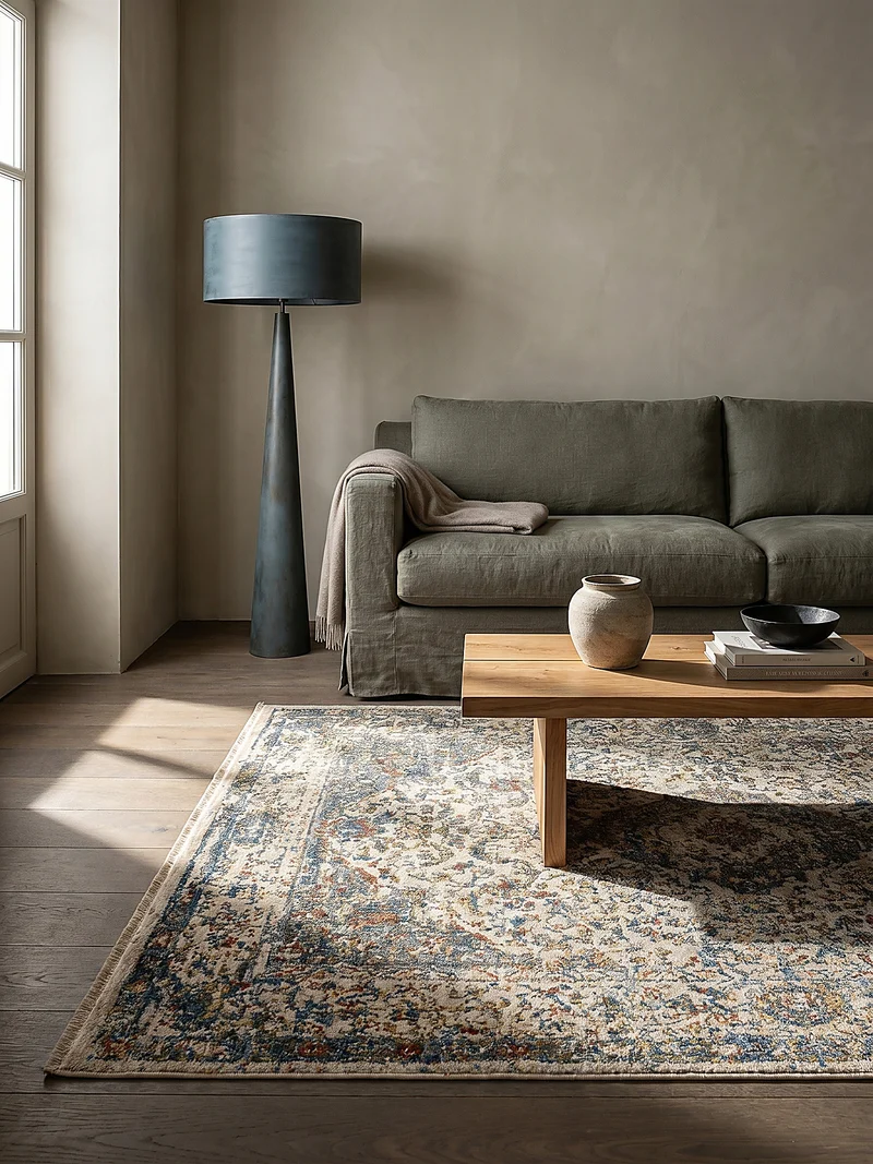Orientteppich Vintage Medallion-Muster, Wohnzimmer