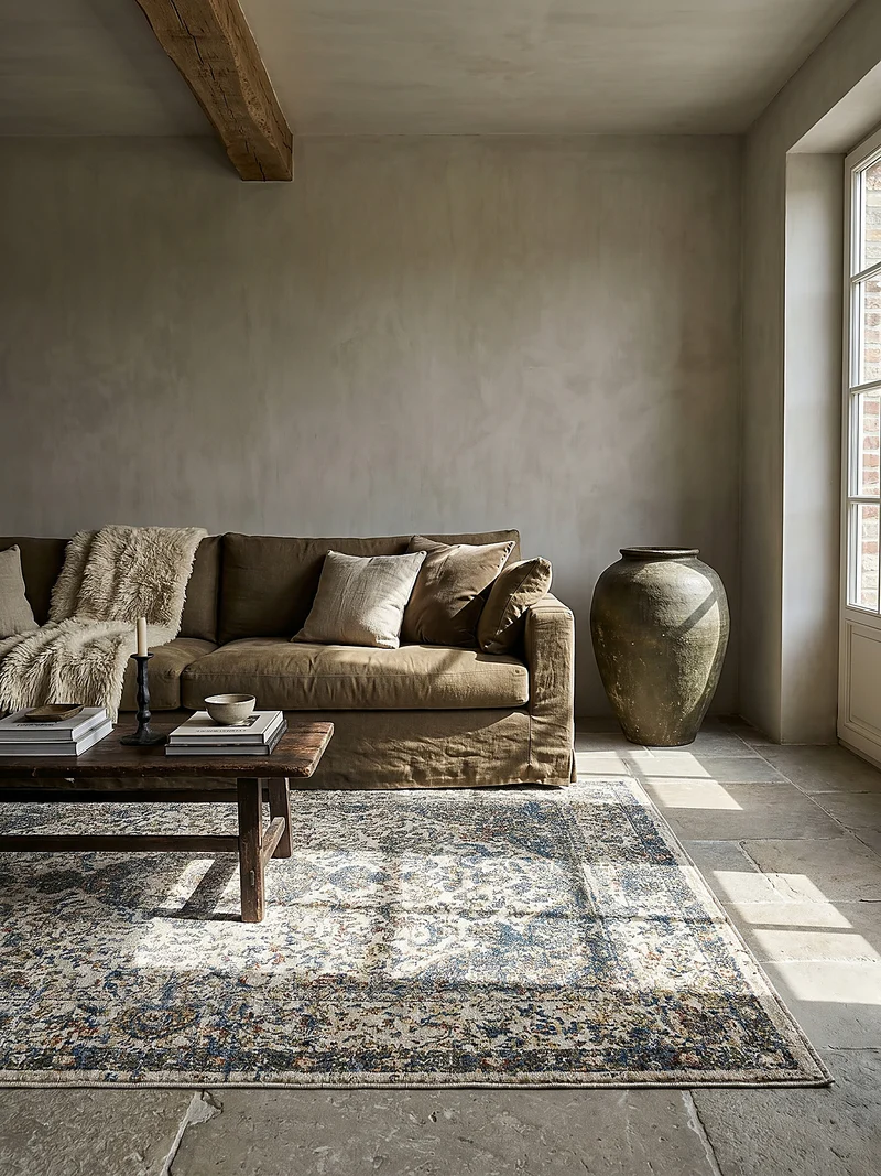 Orientteppich Vintage Medallion-Muster, Wohnzimmer
