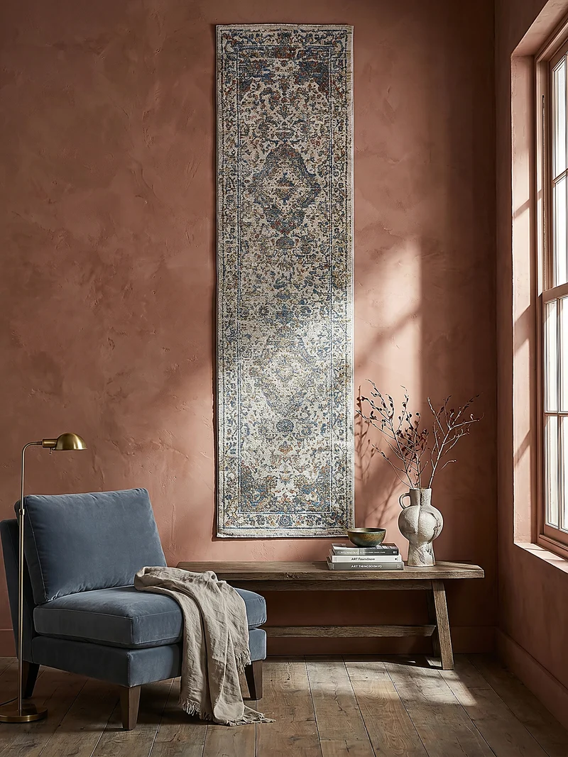 Orientteppich Vintage Medallion-Muster, Wohnzimmer
