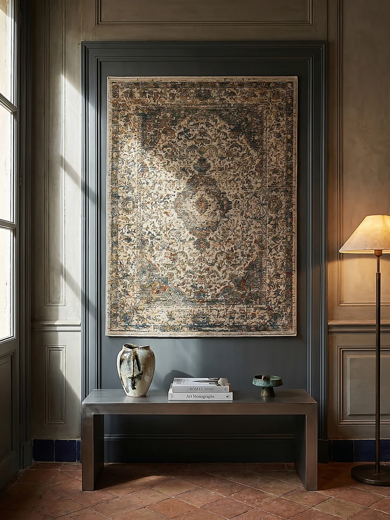 Orientteppich Vintage Medallion-Muster, Wohnzimmer