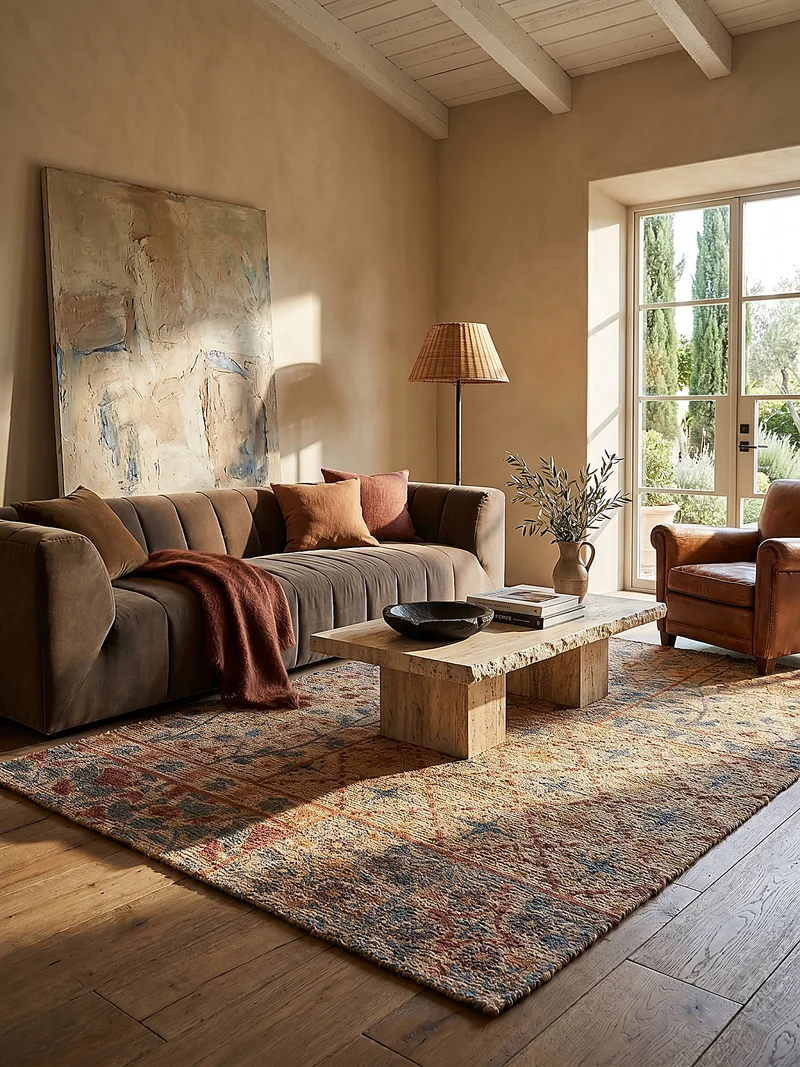 Teppich Jute Boho Patchwork, Wohnzimmer