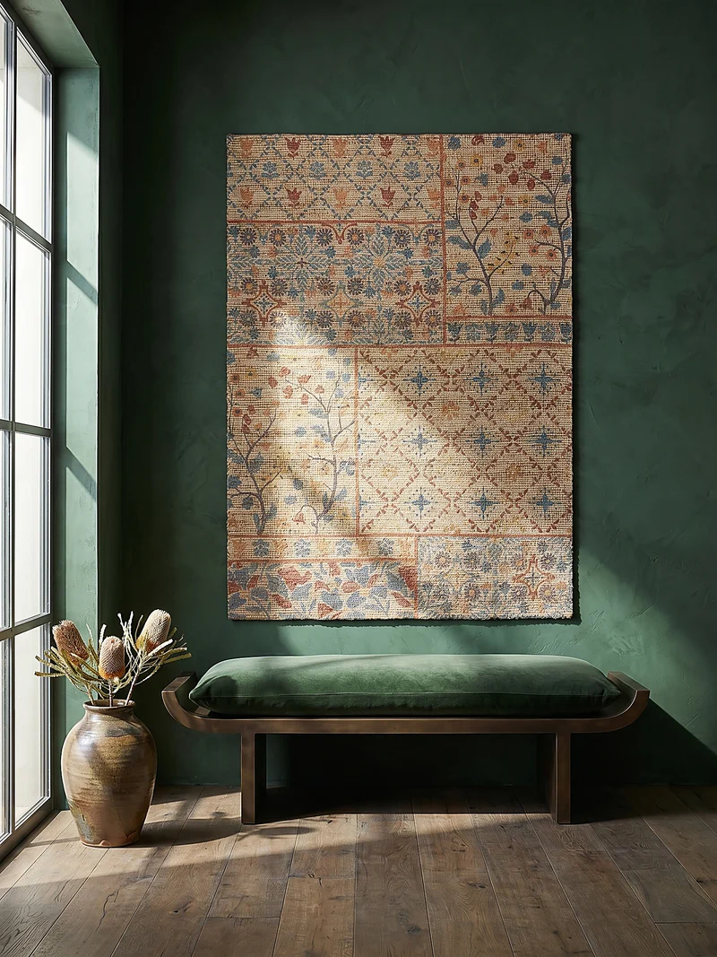 Teppich Jute Boho Patchwork, Wohnzimmer