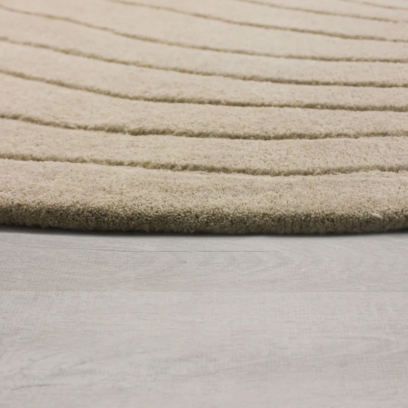Teppich aus Wolle Handgefertigt, Organische Ei-Form, Hoher und niedriger Flor