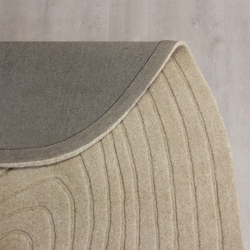 Teppich aus Wolle Handgefertigt, Organische Ei-Form, Hoher und niedriger Flor