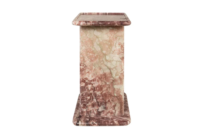 Casa Padrino Luxus Marmor Beistelltisch Rosa 30,5 x 23 x H. 41,5 cm - Schlanker Beistelltisch aus hochwertigem Rosalia Pink Marmor - Luxus Möbel