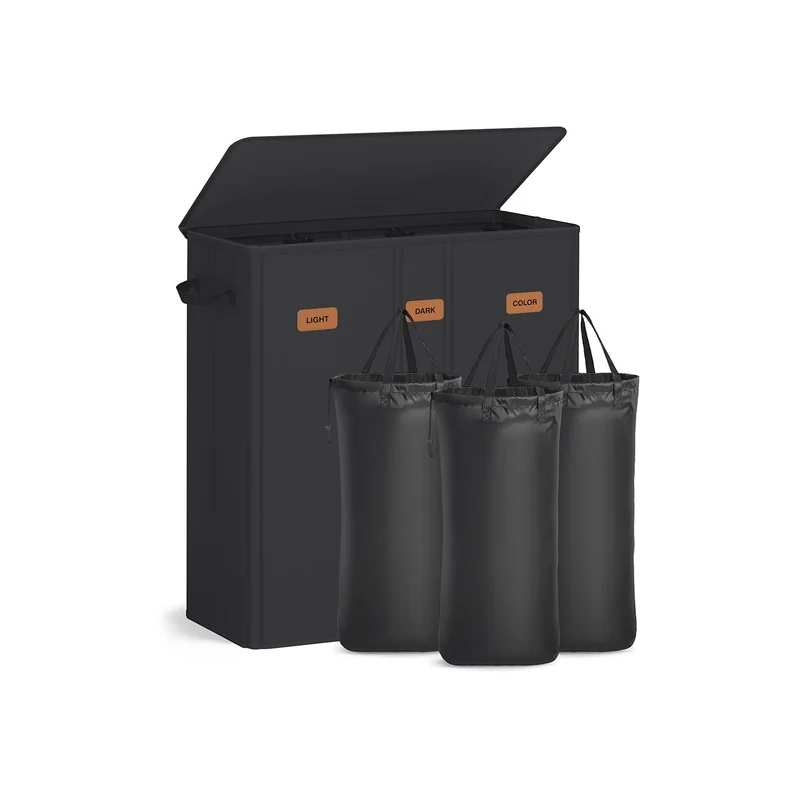 Cesto de ropa sucia con compartimentos tapa y bolsa lavable