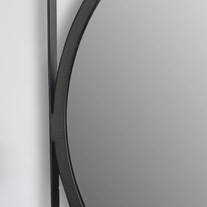 Wandspiegel Rund Metall Schwarz 54x54 cm Quadratischer Rahmen