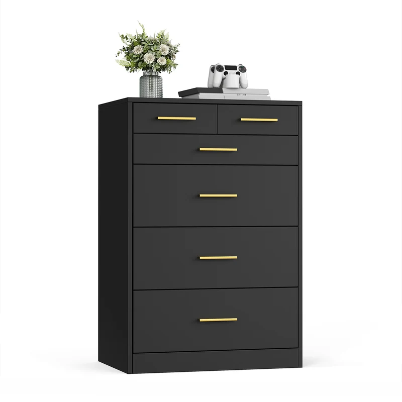 VASAGLE CUSTOS Collection - Dresser for Bedroom, Chest of Drawers for Closet, Modern Style, TV Stand, 6 Drawers, Ink Black