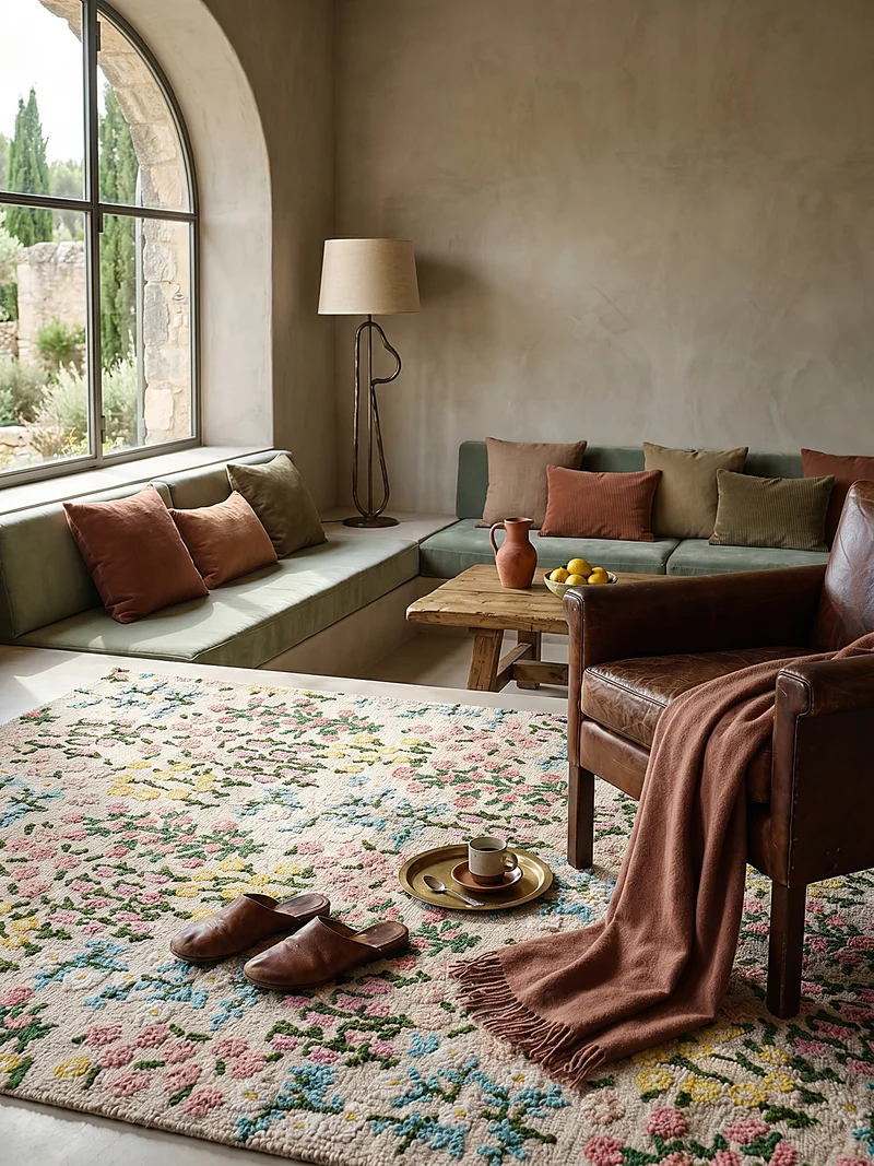 Wollteppich Floral Muster, Naturmotive, Schlafzimmer