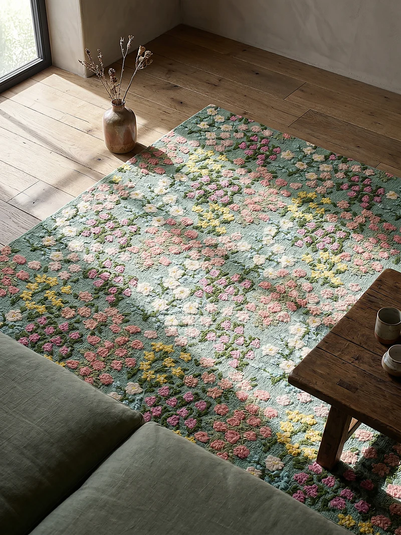 Wollteppich Floral Muster, Naturmotive, Schlafzimmer