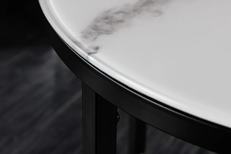 Eleganter Beistelltisch MARMO 50cm schwarz-weiss Marmor-Dekor
