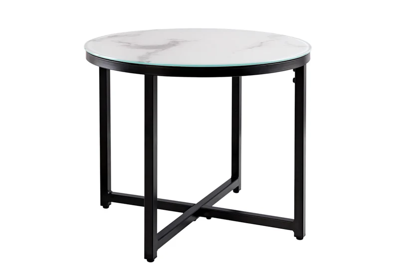 Eleganter Beistelltisch MARMO 50cm schwarz-weiss Marmor-Dekor