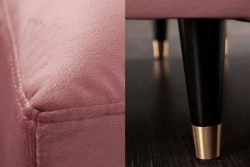 Ecksofa 260cm Ottomane beidseitig COMFORT alt-rosa Samt Federkern