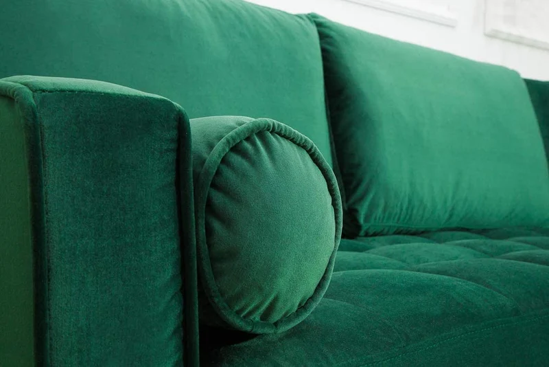Ecksofa 260cm Ottomane beidseitig COMFORT grün Samt Federkern