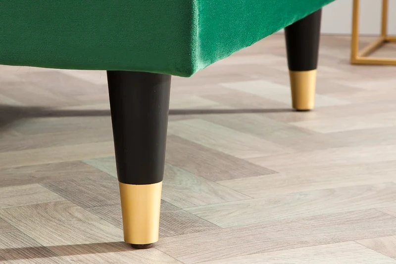 Ecksofa 260cm Ottomane beidseitig COMFORT grün Samt Federkern