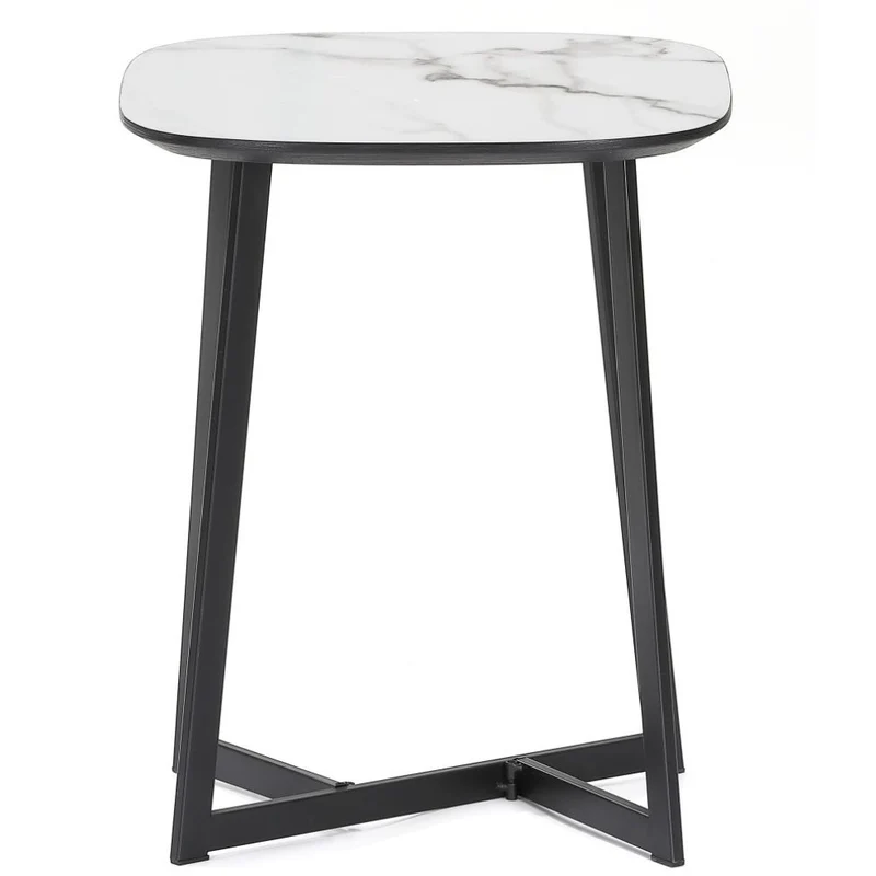 Design Beistelltisch TURIN 50cm Marmor-Optik weiss Pflanzsäule