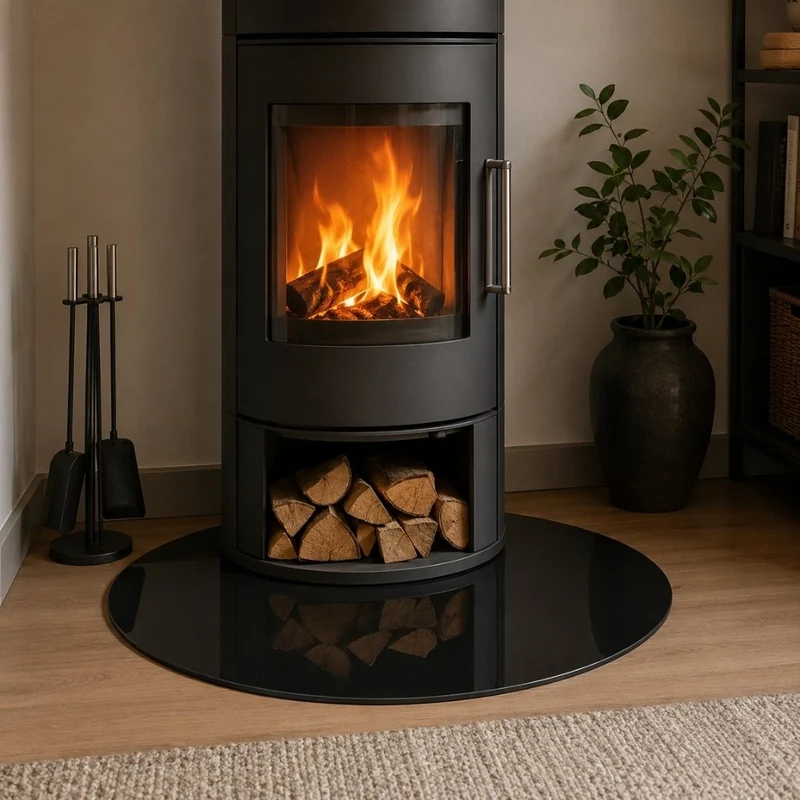 Glasplatte TERRY 100cm schwarz 8mm rund gehärtetes Glas