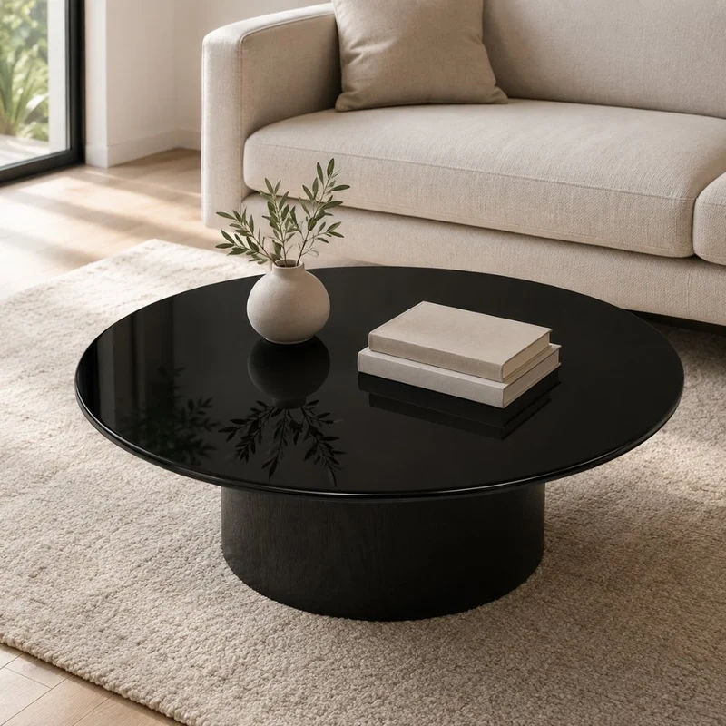Glasplatte TERRY 100cm schwarz 8mm rund gehärtetes Glas