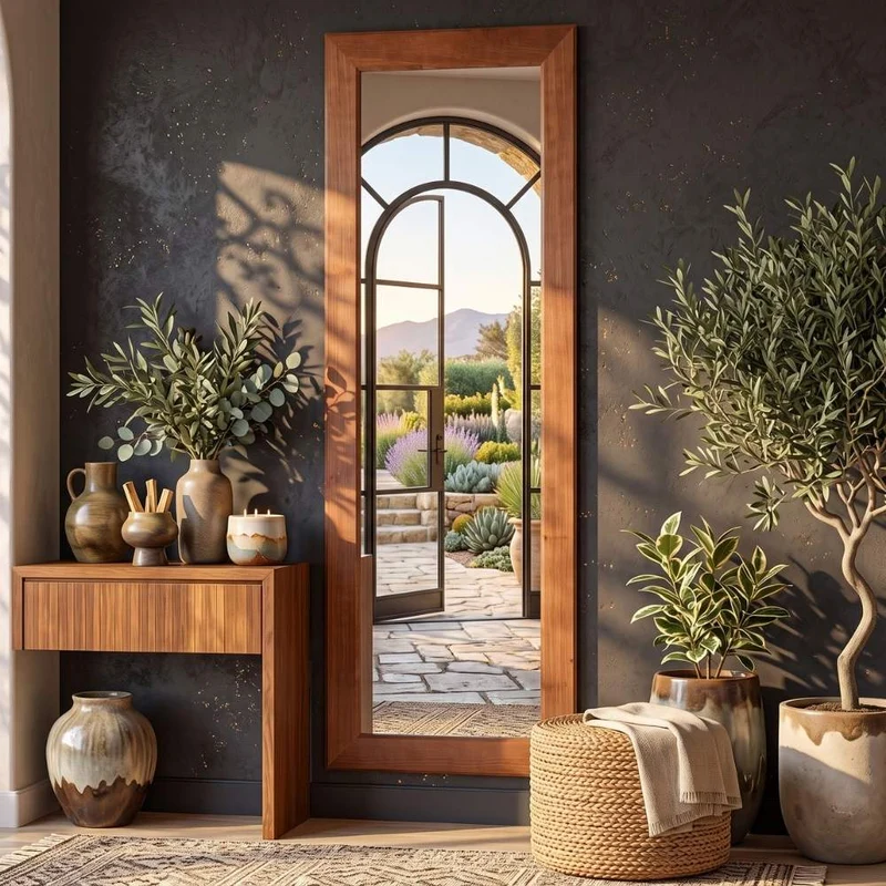 Massivholz Wandspiegel MADEIRA Dark-Brown 180x70cm