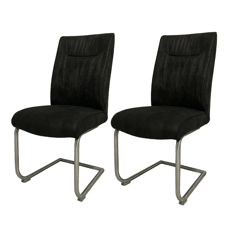 2tlg. Set Freischwinger ABERDEEN Anthrazit Edelstahl Gestell