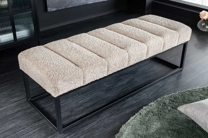 Design Sitzbank BELLE ca.110cm champagner Bouclé Interieur-Tipp