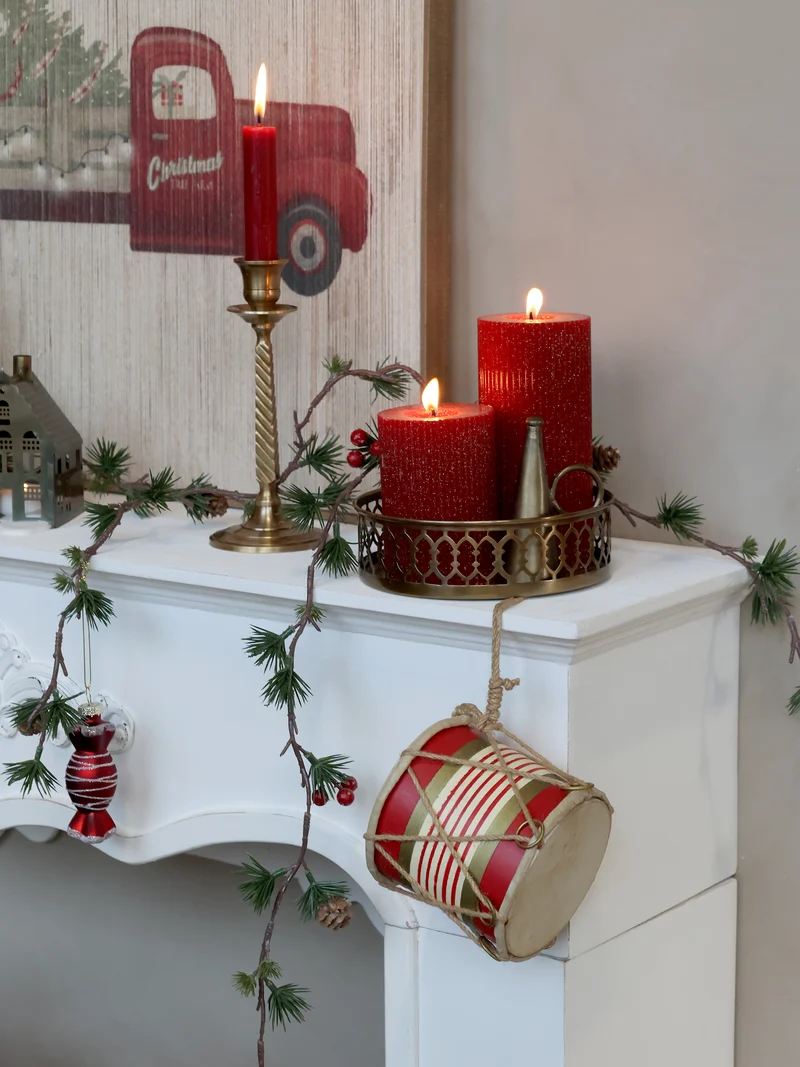 Chic Antique Vintage Trommel mit Leder handgefertigt – Dekotrommel aus Mangoholz