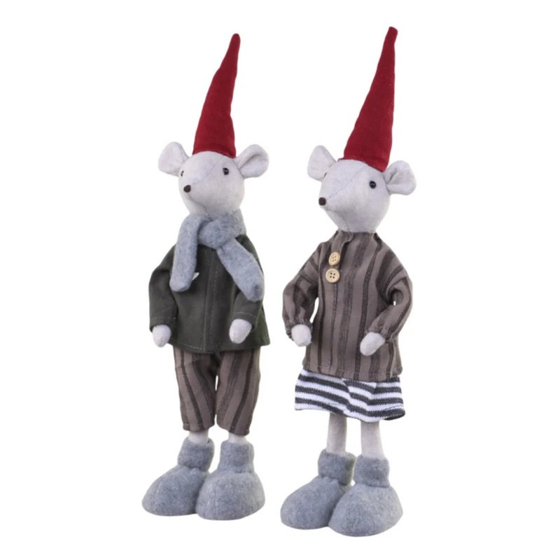 Chic Antique Asger & Agnes Weihnachtsmaus stehend – dekoratives 2er Set