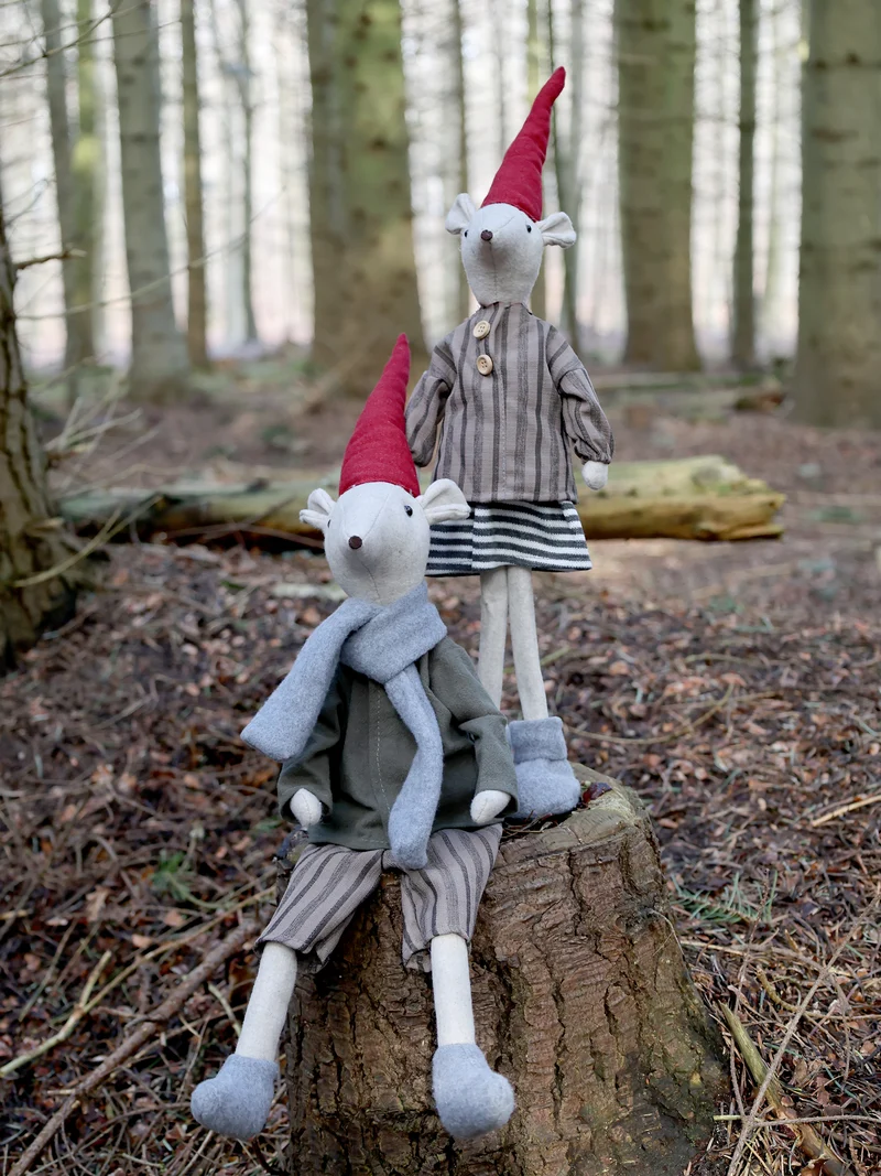 Chic Antique Asger & Agnes Weihnachtsmaus stehend – dekoratives 2er Set