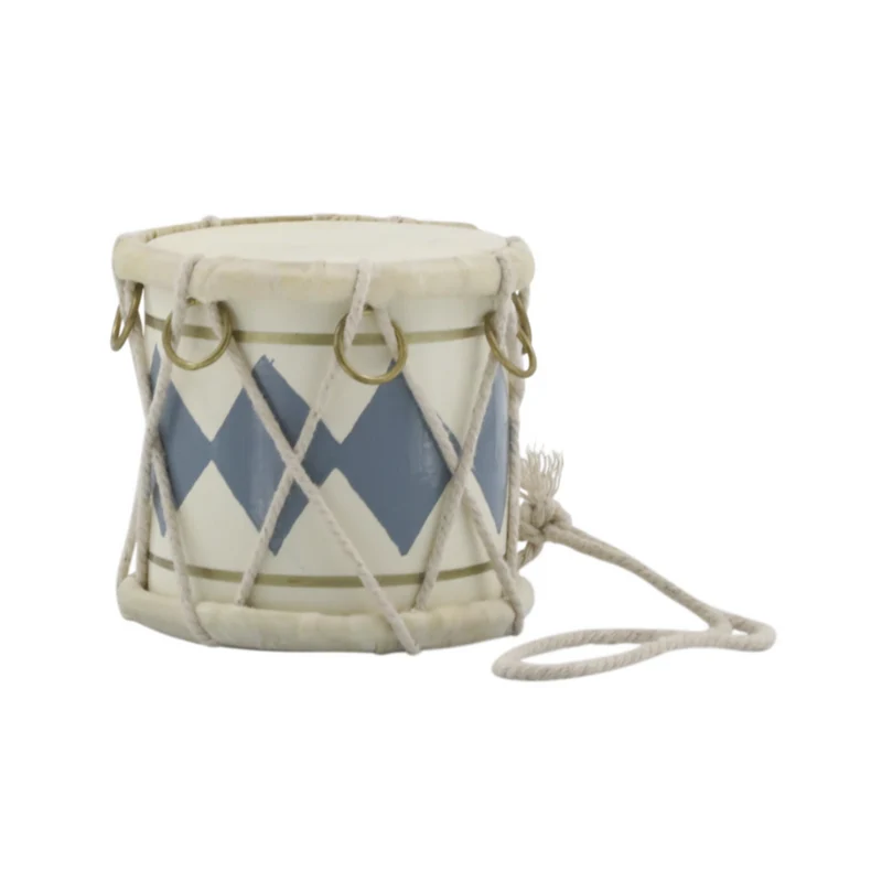 Chic Antique Vintage Trommel mit Leder – handgefertigte Dekotrommel Sky Blue/Creme
