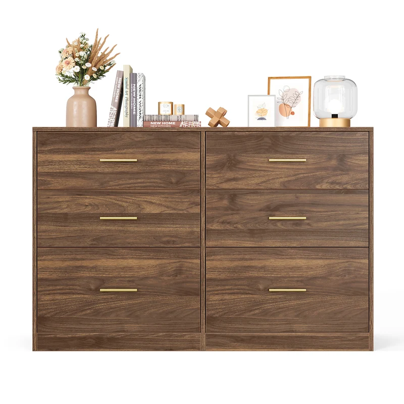 VASAGLE Custos Collection - Dresser for Bedroom, Chest of Drawers for Closet, Modern Style, TV Stand for Living Room, 6 Drawers, Walnut Brow