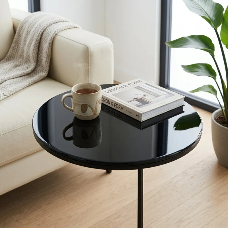 Glasplatte TERRY 40cm schwarz 8mm rund gehärtetes Glas Platzteller