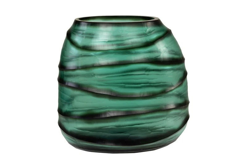 Casa Padrino Luxus Kerzenhalter Türkis / Grau 26 x 19,5 x H. 24 cm - Windlicht aus massivem Farbglas in Aqua und Grau, auch als Vase verwendbar - Luxus Deko Accessoires