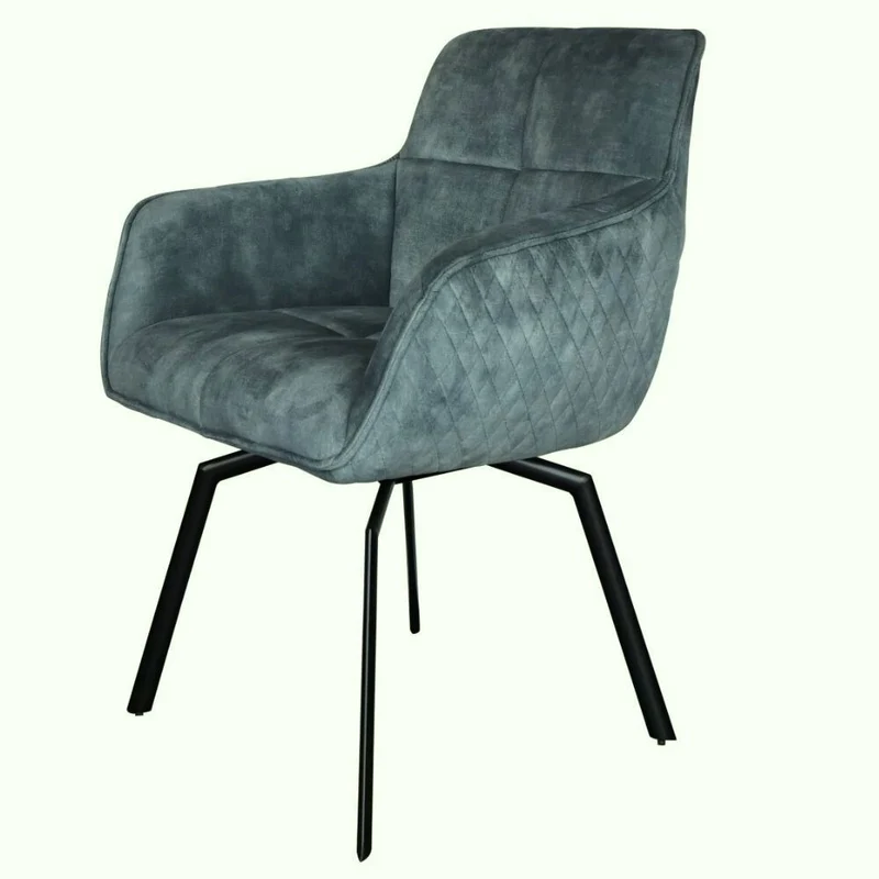 Exquisiter Drehstuhl 360° + Return-Funktion SPLENDID petrol Samt