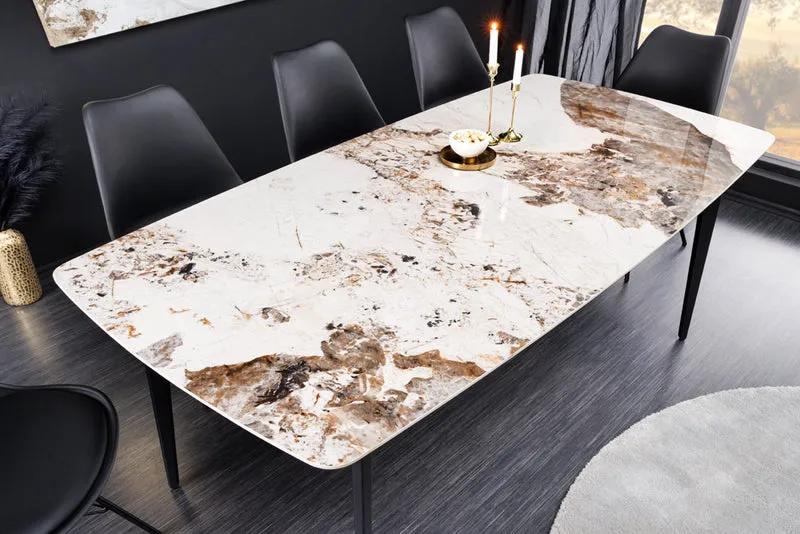 Eleganter Esstisch VENEZIA 160cm weiss Marmor-Optik Keramik