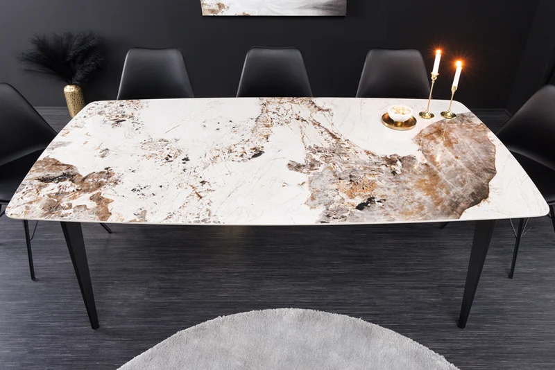 Eleganter Esstisch VENEZIA 160cm weiss Marmor-Optik Keramik