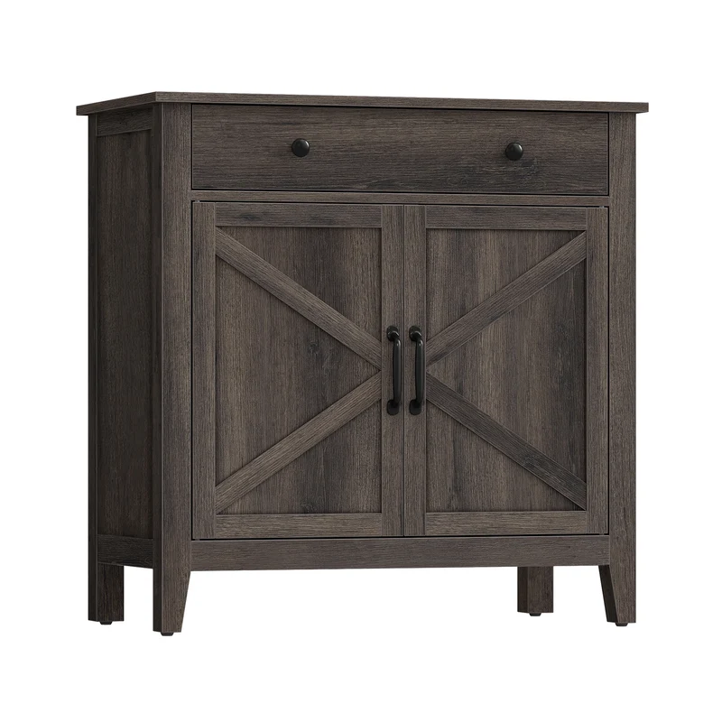 VASAGLE LIRY Collection - Buffet Cabinet, Coffee Bar Cabinet with a Drawer, Adjustable Shelf, Sideboard Storage with Cable Hole, Drawer Divider, Taupe Brown