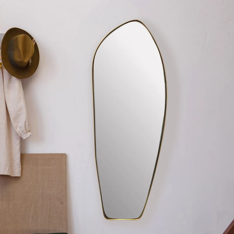 Wandspiegel Asymmetrisch Metall Gold 33x90 cm Modern