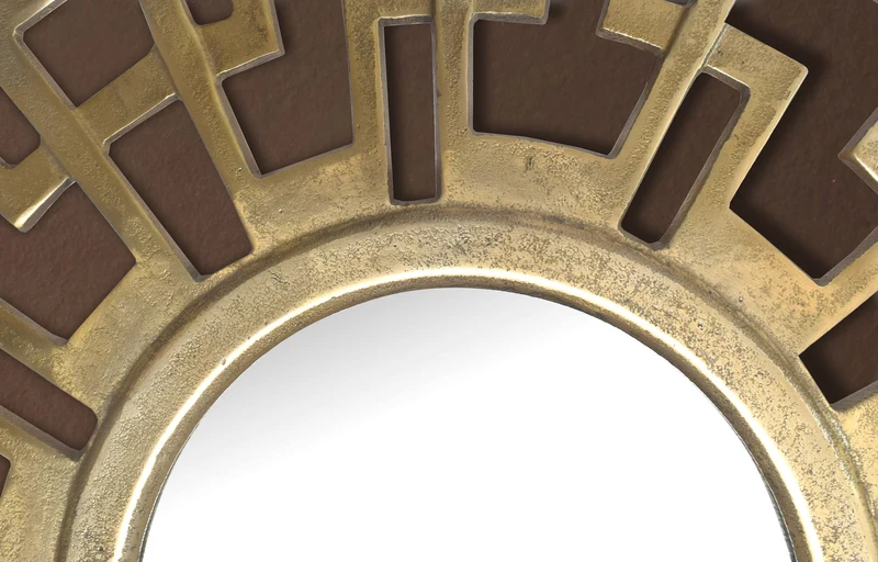 Wandspiegel Rund Metall Gold 60 cm Art déco Stil