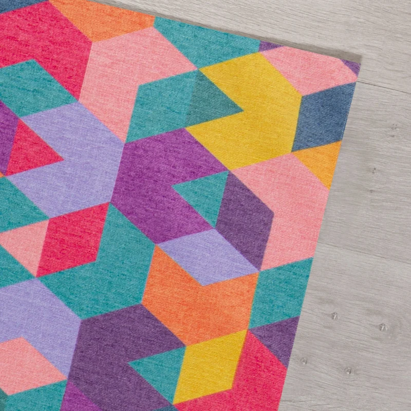 Waschbarer Teppich Hexagon Geometrisch, Wohnzimmer schmutzabweisend