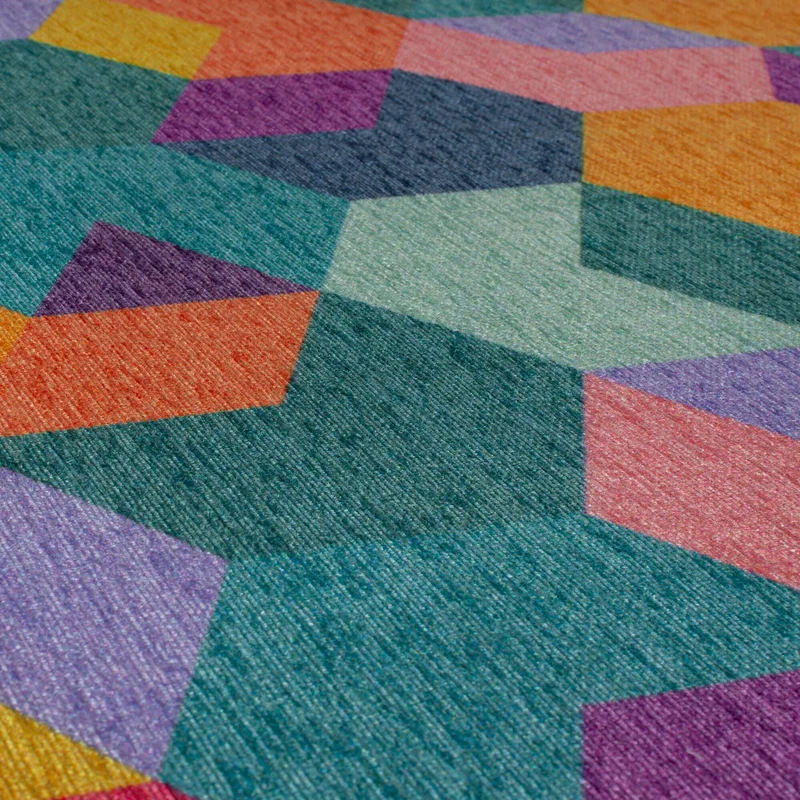 Waschbarer Teppich Hexagon Geometrisch, Wohnzimmer schmutzabweisend