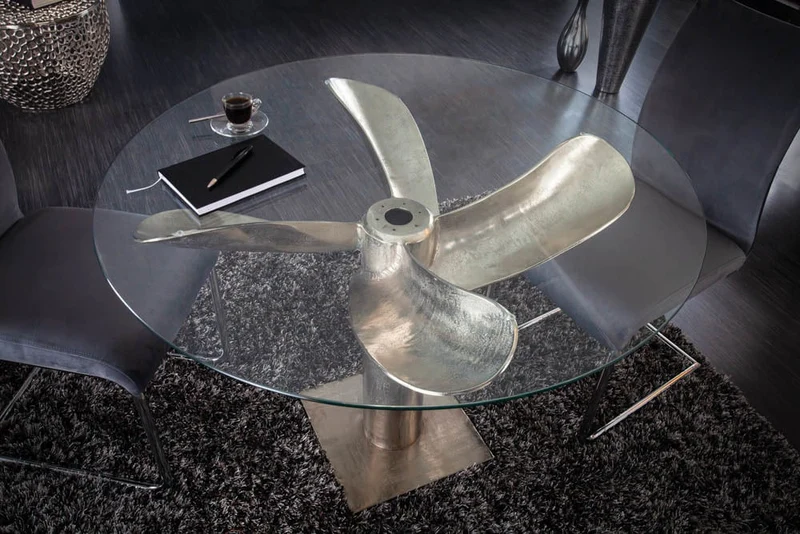 Design Esstisch ELICA 100cm silber-antik Aluminium Maritim