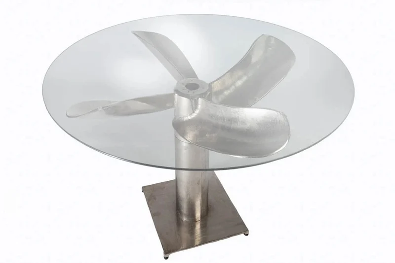 Design Esstisch ELICA 100cm silber-antik Aluminium Maritim