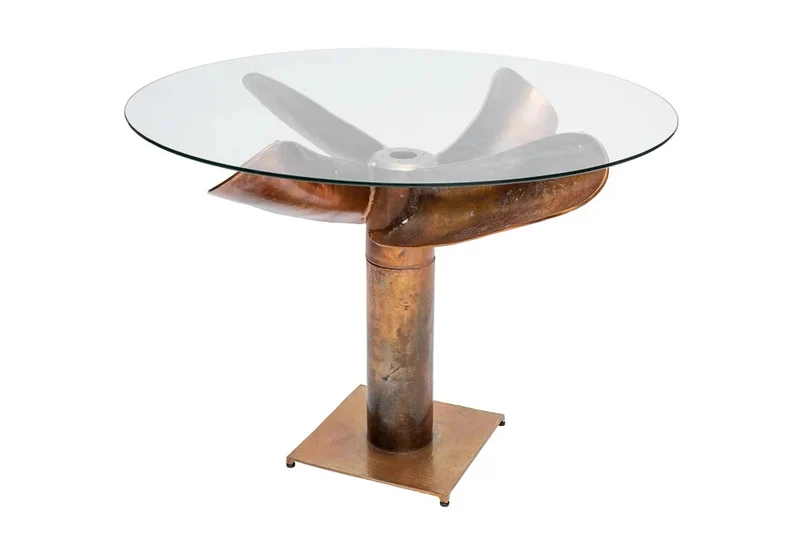 Design Esstisch ELICA 100cm kupfer Aluminium Schiffsschraube Maritim