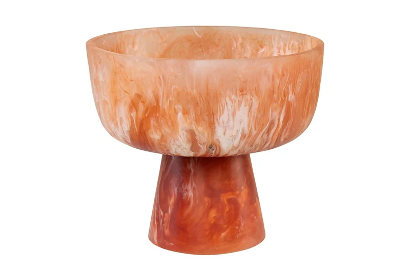 Casa Padrino Luxus Schale Beige / Weinrot Ø 25,5 x H. 22 cm - Große Deko Schale aus transluzentem Kunstharz in Rubinrot und Creme - Luxus Deko Accessoires
