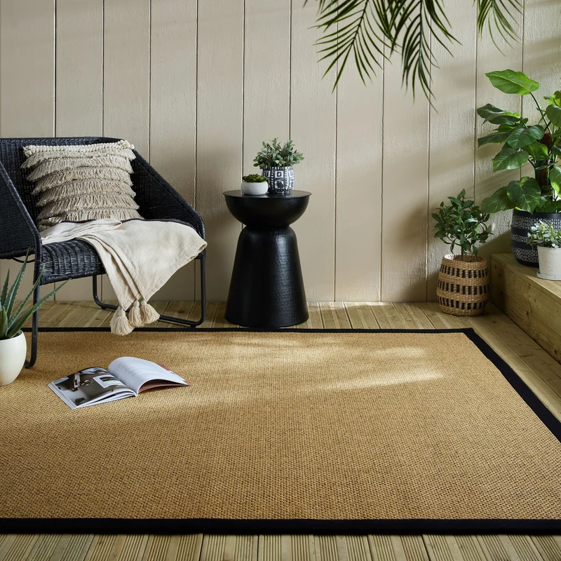 Outdoor Teppich Sisal Bordüre, Balkon schmutzabweisend