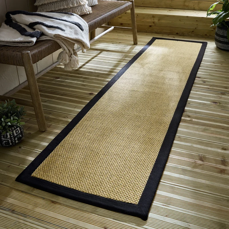 Outdoor Teppich Sisal Bordüre, Balkon schmutzabweisend