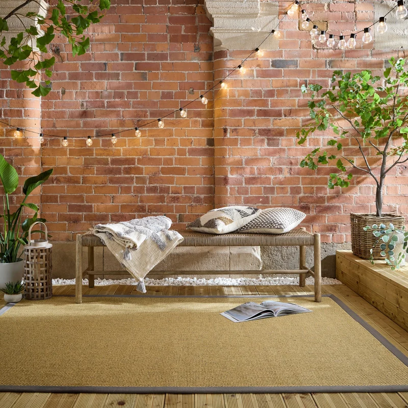 Outdoor Teppich Sisal Bordüre, Balkon schmutzabweisend